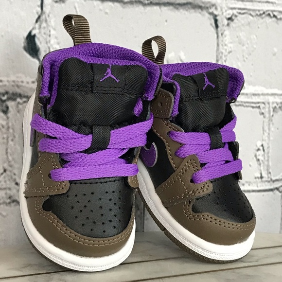 Nike Air Jordan 1 Mid “Purple Mocha” Toddler’s Sneakers Size 2C DQ8425-215 NEW - Picture 2 of 12